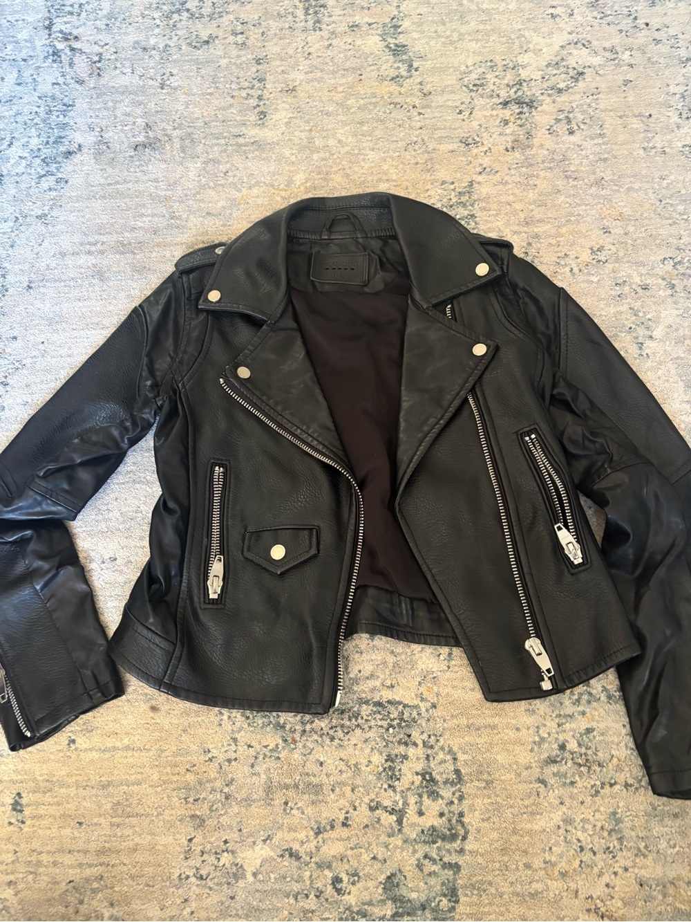 Blank NYC Black Leather Moto Jacket with Silver Hardware